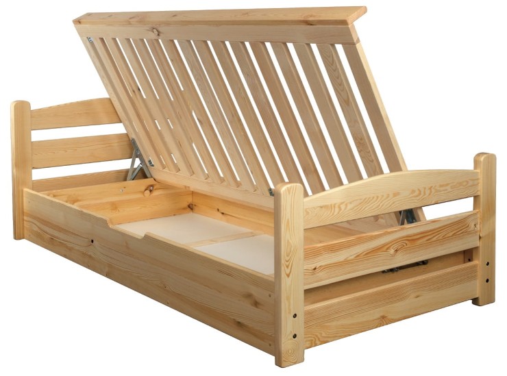 Łóżko sosnowe typ LK 144 z pojemnikiem