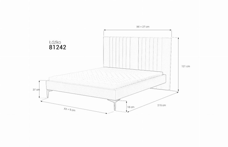 Łóżko 81242 tapicerowane M&K Foam