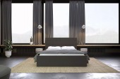 Łóżko 81231 tapicerowane z pojemnikiem na pościel M&K Foam Koło