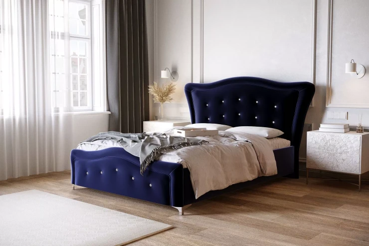 Łóżko 81230 tapicerowane z pojemnikiem na pościel M&K Foam Koło