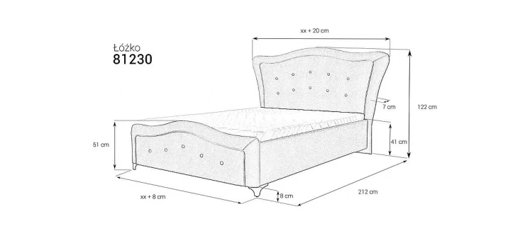 Łóżko 81230 tapicerowane z pojemnikiem na pościel M&K Foam Koło