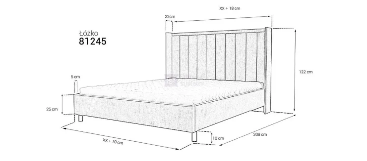 Łóżko 81245 tapicerowane M&K Foam Koło