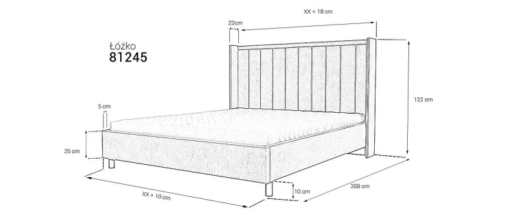 Łóżko 81245 tapicerowane M&K Foam Koło