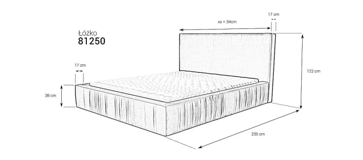 Łóżko 81250 tapicerowane M&K Foam Koło