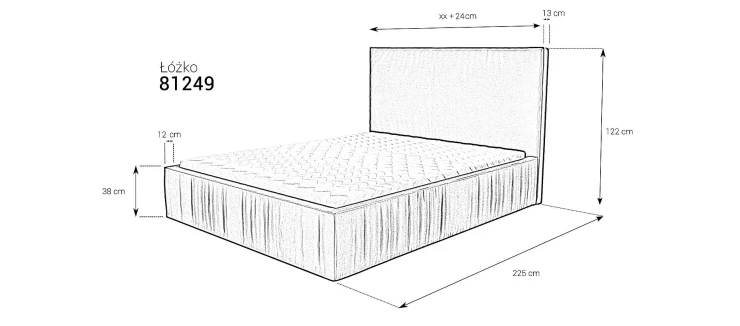 Łóżko 81249 tapicerowane z pojemnikiem M&K Foam Koło