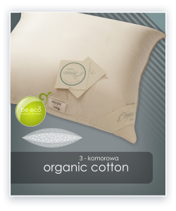 Poduszka ORGANIC COTTON trzykomorowa puch 90%