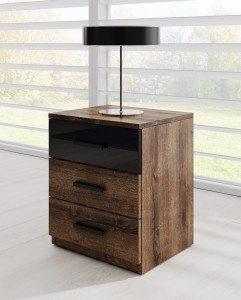 GALAXY Stolik nocny  Dąb monastery / czarny połysk