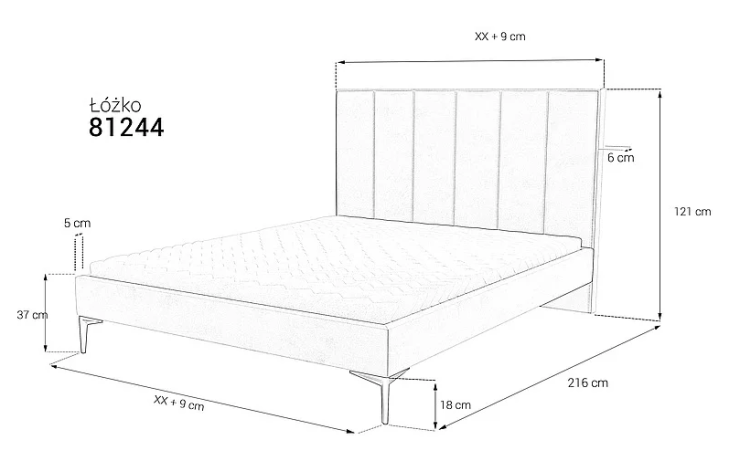 Łóżko 81244 tapicerowane M&K Foam Koło