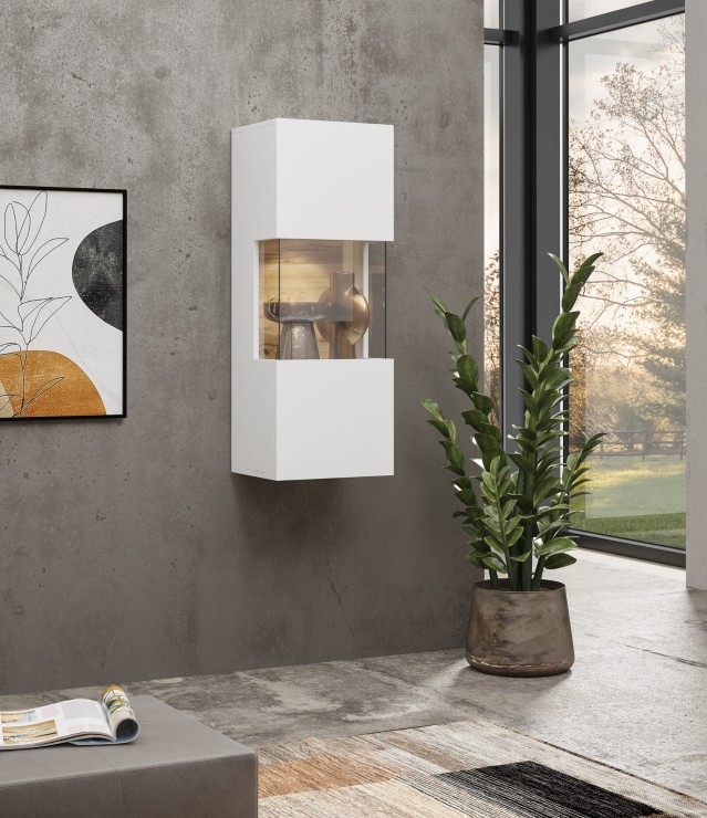 AVA BIAŁY/DĄB WOTAN Witryna wisząca