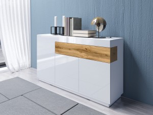 SILKE BIAŁY/DĄB WOTAN Komoda 3D 1S