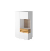 SILKE BIAŁY/DĄB WOTAN Komoda Wysoka 2D prawa