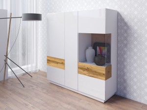 SILKE BIAŁY/DĄB WOTAN Komoda Wysoka 3D