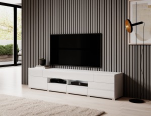TOLEDO BIAŁY POŁYSK Komoda RTV Duża 2D 4S