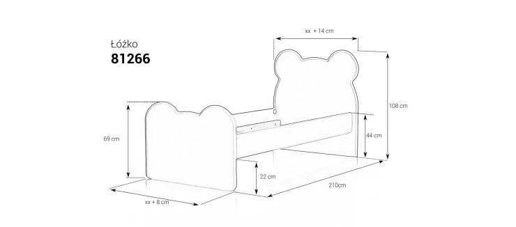 Łóżko dziecięce 81266 tapicerowane M&K Foam Koło