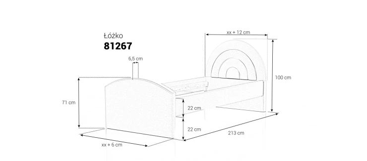 Łóżko dziecięce 81267 tapicerowane M&K Foam Koło