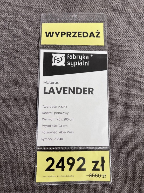 Materac Lavender 140x200 z ekspozycji Salonu Janki 