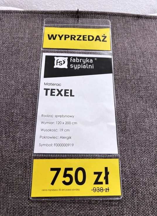 Materac Texel 120x200 z ekspozycji Salonu Janki