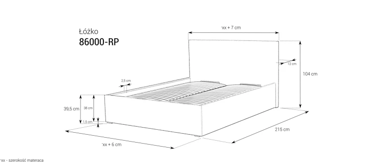 Łóżko 86000-RP tapicerowane z pojemnikiem na pościel M&K Foam 