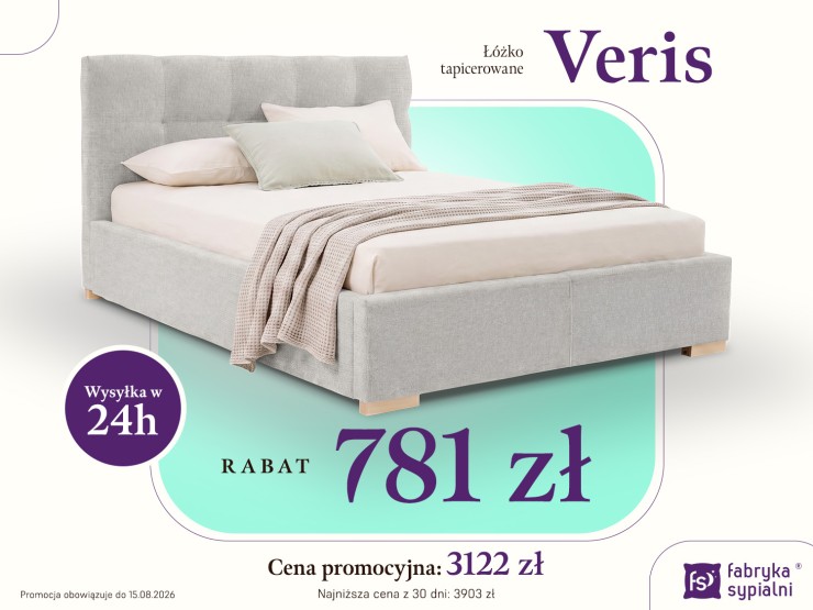 Promocja Łóżko tapicerowane Veris 160x200 z pojemnikiem