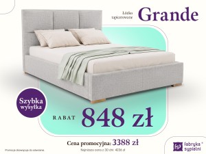 Promocja Łóżko tapicerowane Grande 160x200 z poj.