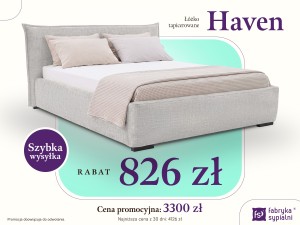 Promocja Łóżko tapicerowane Haven 160x200 z poj.