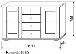 Komoda sosnowa 201 S Spar Meble