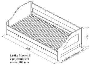 Łóżko sosnowe MACIEK II z pojemnikiem Spar Meble